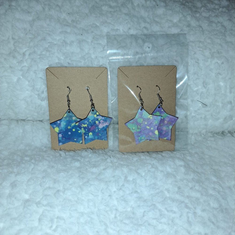 STAR SHAPED earrings, sublimation earrings, wood earrings, double-sided earrings